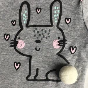 Bunny shirt from Gerber 6 9 months gray one piece white pom pom tail Easter